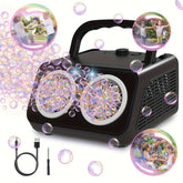 Automatic Bubble Blower Machine, Dual Fans, 20000+ Bubbles/Min, Kids Electric Bubble Maker, Plug-in/Battery, w/ 10X Concentrated Bubble Solution, Outdoor Toy