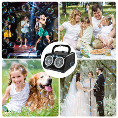 Automatic Bubble Blower Machine, Dual Fans, 20000+ Bubbles/Min, Kids Electric Bubble Maker, Plug-in/Battery, w/ 10X Concentrated Bubble Solution, Outdoor Toy