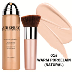 High-Coverage Matte Makeup Set: Cushion Foundation, Smooth Cream & Spray for Mature Skin in Light Beige Natural Nude
