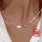 S925 sterling silver hypoallergenic flat snake bone chain, cool wind blade chain, fashionable silver necklace for women, light luxury, high-end feeling, collarbone chain 3.6g