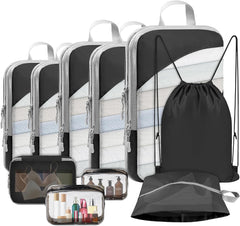 10-Piece Compression Packing Cubes—Lightweight, Expandable (Travel Essentials, Luggage Storage)