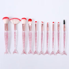 10-Piece Fishtail Powder Brush Set: Multi-Use Beauty Tools for Foundation, Eye & More