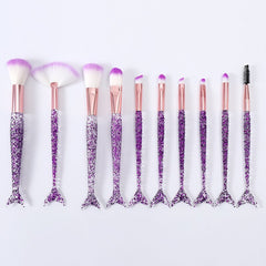 10-Piece Fishtail Powder Brush Set: Multi-Use Beauty Tools for Foundation, Eye & More