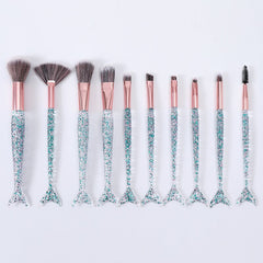 10-Piece Fishtail Powder Brush Set: Multi-Use Beauty Tools for Foundation, Eye & More