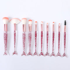 10-Piece Fishtail Powder Brush Set: Multi-Use Beauty Tools for Foundation, Eye & More