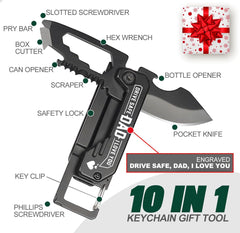 10 in 1 Keychain Gift Tool Father’s Day Dad Gifts Birthday Gift, Keychain Presents, Portable Tool