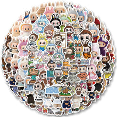 100pcs Labubu Cartoon Stickers GMVAESKY for Water Bottle Luggage, Motorcycle, Skateboard Helmet, Refrigerator, Bicycle Sticker