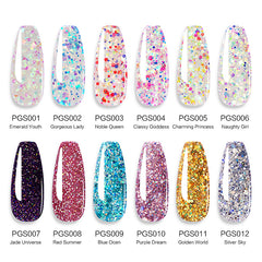 12-Color Crystalline Glitter Extension Glue – Painless & Fast Application Formula