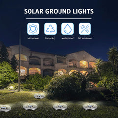 12-Pack Waterproof Solar Ground Lights – Outdoor Pathway/Yard/Lawn Lighting, White LEDs