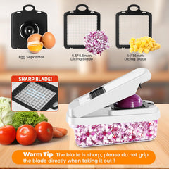 12-in-1 Pro 7-Blade Vegetable Chopper - Dicing/Slicing, Heavy Duty BPA-Free Kitchen Gadget for Carrots, Potatoes, Onions
