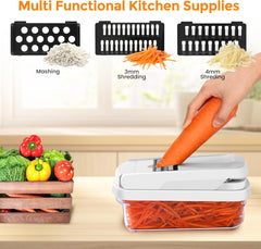 12-in-1 Pro 7-Blade Vegetable Chopper - Dicing/Slicing, Heavy Duty BPA-Free Kitchen Gadget for Carrots, Potatoes, Onions