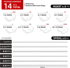 14 Sizes Ring Sizer Adjuster for Loose Rings Silicone Ring Guards Invisible Ring Spacers Fitter for Women and Men