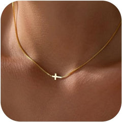 Cross Necklace for Women 14K Real Gold Silver Plated Dainty Pendant ChokerCross Charm Chain Necklace Faith Jewelry