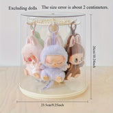 360° Rotating Acrylic Display Case & Dust-Proof Shelf - Perfect Gift! 3-Tier w/ Hooks for Plush Toys & Decorative Statues.