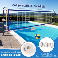 Upgraded 15x3ft Inground Pool Volleyball Net, Thick Borders, Metal Buckles, Adult & Family, 2025 Summer Party Gift