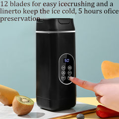 Portable USB-C Mini Blender/Juicer - 3 Speeds, Digital Display, 12 Blades, 15.22oz, Easy Clean, Travel - Enjoy Fresh Juice Anywhere