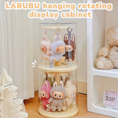 360° Rotating Acrylic Display Case & Dust-Proof Shelf - Perfect Gift! 3-Tier w/ Hooks for Plush Toys & Decorative Statues.