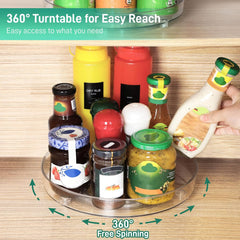 2-Pack 9.5" 10.5" 11" Lazy Susan Turntable - Non-Skid Fridge & Cabinet Organizer