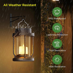 2-Pack Solar Lanterns: Weatherproof Garden Decor w/ Flickering Flame - Father’s Day Gift