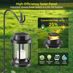 2-Pack Solar Lanterns: Weatherproof Garden Decor w/ Flickering Flame - Father’s Day Gift