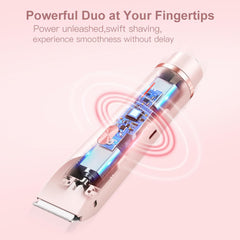 2-in-1 IPX7 Waterproof Body Shaver & Bikini Trimmer - Detachable Head Cordless for Smooth Legs