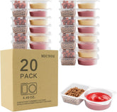 20 Pack Reusable 2-Compartment Snack Containers, BPA-Free Sauce Boxes for Kids & Adults On-the-Go