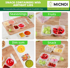 20 Pack Reusable 2-Compartment Snack Containers, BPA-Free Sauce Boxes for Kids & Adults On-the-Go