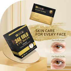 24K Gold Collagen Eye Patches - Puffy Bags, Dark Circles & Wrinkle Reduction (30 Pairs)