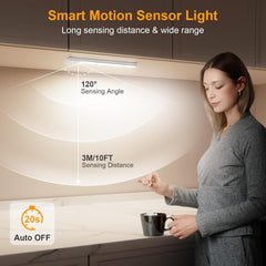 2P Rechargeable Under Cabinet Lights w/Motion Sensor, 84LED, 3 Colors & 5 Brightness, 1800mAh, Magnetic Mount