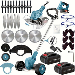 Cordless Electric Lawn Mower - Portable for Garden Yard, 3 Blades & 2 Batteries, High Power - Father's Day Gift for Dad/Husband