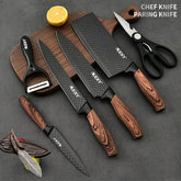 -Piece Kitchen Knife Set: Chef, Slicing, Utility, Scissors - High-Carbon Stainless Steel, Razor Sharp, Non-Stick, Ergonomic Wood Handles, Gift Box Set