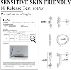 3 Pairs 925 Sterling Silver Hypoallergenic Earrings Set for Multiple Piercing Dainty Small Hoop Earrings Jewelry Gifts for Women