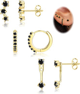 3 Pairs 925 Sterling Silver Hypoallergenic Earrings Set for Multiple Piercing Dainty Small Hoop Earrings Jewelry Gifts for Women