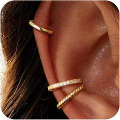 3 pieces/set Ear Cuffs Non-Piercing for Women 14K Gold Plated/Sterling Silver Earring Jewelry Gift