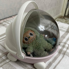 LABUBU second generation flip cover storage box, with 4 pulleys and PVC slide rail design, large capacity partition display stand