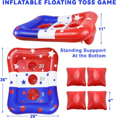 36" Inflatable Cornhole Bean Bag Toss for Family (Ages 4-12), Patriotic 4th of July Game
