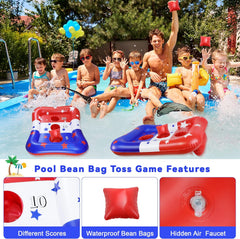 36" Inflatable Cornhole Bean Bag Toss for Family (Ages 4-12), Patriotic 4th of July Game
