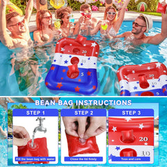36" Inflatable Cornhole Bean Bag Toss for Family (Ages 4-12), Patriotic 4th of July Game