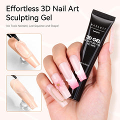 3D Nail Gel – White 15g No-Wipe Sculpting/Molding Polish for Rhinestone Nails & DIY Decoration, Whiteout Wonder