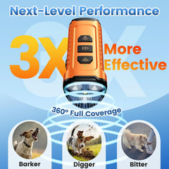 3X Ultrasonic Dog Barking Deterrent: 50ft Range, 5 Modes, Flashlight & Beep (Safe for All Sizes)