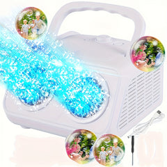 Automatic Bubble Blower Machine, Dual Fans, 20000+ Bubbles/Min, Kids Electric Bubble Maker, Plug-in/Battery, w/ 10X Concentrated Bubble Solution, Outdoor Toy
