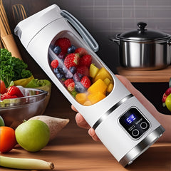 Portable USB-C Mini Blender/Juicer - 3 Speeds, Digital Display, 12 Blades, 15.22oz, Easy Clean, Travel - Enjoy Fresh Juice Anywhere
