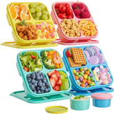 4-Piece Reusable Bento Box Set – 4 Compartment Lunch Container with 2 Sauce Dishes, Stackable BPA-Free for School, Work, Travel