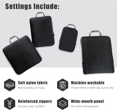 4 Set Compression Packing Cubes Travel - Travel Accessories Expandable Packing Organizers for Carry On - Essentials Luggage Travel Bags