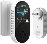 4-in-1 Upgraded Gas & CO Detector, Dual-Sensor Plug-In with Temp/Humidity Monitoring for Home & RV - Black