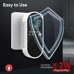 4-in-1 Upgraded Gas & CO Detector, Dual-Sensor Plug-In with Temp/Humidity Monitoring for Home & RV - Black