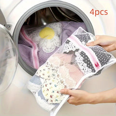 4-piece Durable Laundry Mesh Bag with Zipper Closure