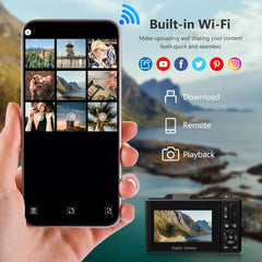 4K 64MP Vlogging Camera, 3" 180° Flip Screen, 18X Zoom, Point & Shoot, 32GB SD Card - Beginner-Friendly