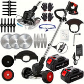 Cordless Electric Lawn Mower - Portable for Garden Yard, 3 Blades & 2 Batteries, High Power - Father's Day Gift for Dad/Husband