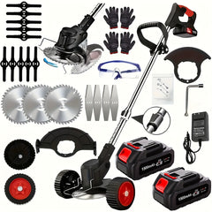 Cordless Electric Lawn Mower - Portable for Garden Yard, 3 Blades & 2 Batteries, High Power - Father's Day Gift for Dad/Husband